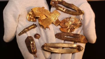 The Staffordshire Hoard contains the one of the richest collections of Anglo-Saxon gold ever found.