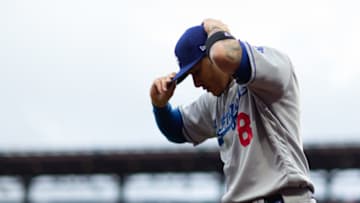 PHILADELPHIA, PA - JULY 24: Manny Machado #8 of the Los Angeles Dodgers looks on before the game against the Philadelphia Phillies at Citizens Bank Park on Tuesday July 24, 2018 in Philadelphia, Pennsylvania. (Photo by Rob Tringali/SportsChrome/Getty Images)