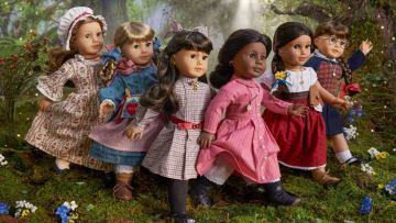(From left to right) Felicity, Kirsten, Samantha, Addy, Josefina, and Molly.