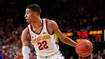 AMES, IA - JANUARY 5: Tyrese Haliburton #22 of the Iowa State Cyclones drives the ball in the first half of play at Hilton Coliseum on January 5, 2019 in Ames, Iowa. The Iowa State Cyclones won 77-60 over the Kansas Jayhawks. (Photo by David K Purdy/Getty Images)