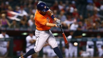 May 31, 2016; Phoenix, AZ, USA; Houston Astros second baseman Jose Altuve against the Arizona Diamondbacks at Chase Field. Mandatory Credit: Mark J. Rebilas-USA TODAY Sports