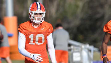 Clemson cornerback Jeadyn Lukus warms up at a spring practice.Clemson Spring Football Practice March 4