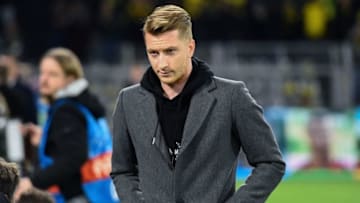 Dortmund's injured German forward Marco Reus arrives prior to the UEFA Champions League Last 16, first-leg football match BVB Borussia Dortmund v Paris Saint-Germain (PSG) in Dortmund, western Germany, on February 18, 2020. (Photo by Tobias SCHWARZ / AFP) (Photo by TOBIAS SCHWARZ/AFP via Getty Images)