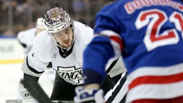 NEW YORK, NY - JANUARY 24: Anze Kopitar #11 of the Los Angeles Kings in action against the New York Rangers during the third period at Madison Square Garden on January 24, 2022 in New York City. (Photo by Brad Penner/Getty Images)