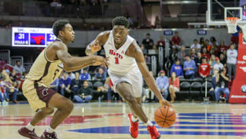 DALLAS, TX - NOVEMBER 12: Southern Methodist Mustangs guard Shake Milton (1) drives to the basket during the game between SMU and ULM on November 12, 2017 at Moody Coliseum in Dallas, TX. (Photo by George Walker/Icon Sportswire via Getty Images)