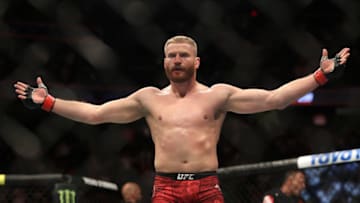 LAS VEGAS, NEVADA - JULY 06: Jan Blachowicz of Poland reacts after defeating Luke Rockhold of the United States during their UFC 239 Light Heavyweight bout at T-Mobile Arena on July 06, 2019 in Las Vegas, Nevada. (Photo by Sean M. Haffey/Getty Images)