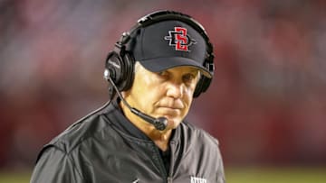 SAN DIEGO, CA - OCTOBER 20: Head coach Rocky Long of the San Diego State Aztecs near the bench area in the second half against the San Jose State Spartans at SDCCU Stadium on October 20, 2018 in San Diego, California. (Photo by Kent Horner/Getty Images)