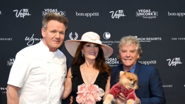 LAS VEGAS, NEVADA - MAY 10: (L-R) Chef Gordon Ramsay, television personality Lisa Vanderpump and her husband Ken Todd attend the 13th annual Vegas Uncork'd by Bon Appetit Grand Tasting event presented by the Las Vegas Convention and Visitors Authority at Caesars Palace on May 10, 2019 in Las Vegas, Nevada. (Photo by Ethan Miller/Getty Images for Vegas Uncork'd by Bon Appetit)