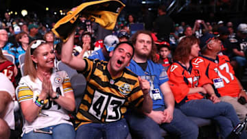 PHILADELPHIA, PA - APRIL 27: Fans react (Photo by Elsa/Getty Images)