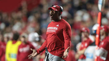 Nebraska Cornhuskers head coach Mickey Joseph reacts ( Vincent Carchietta-USA TODAY Sports)