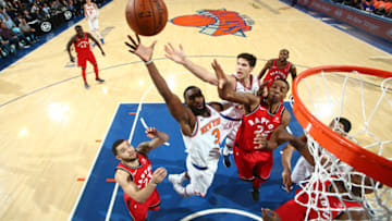 NEW YORK, NY - NOVEMBER 22: Tim Hardaway Jr. #3 of the New York Knicks shoots the ball during the game against the Toronto Raptors on November 22, 2017 at Madison Square Garden in New York, New York. Copyright 2017 NBAE (Photo by Nathaniel S. Butler/NBAE via Getty Images)