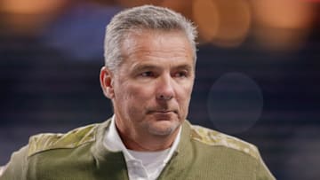 INDIANAPOLIS, IN - NOVEMBER 14: Head coach Urban Meyer of the Jacksonville Jaguars is seen before the game against the Indianapolis Colts at Lucas Oil Stadium on November 14, 2021 in Indianapolis, Indiana. (Photo by Michael Hickey/Getty Images)