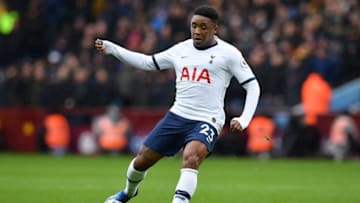 Tottenham Hotspur's Dutch midfielder Steven Bergwijn controls the ball during the English Premier League football match between Aston Villa and Tottenham Hotspur at Villa Park in Birmingham, central England on February 16, 2020. (Photo by Justin TALLIS / AFP) / RESTRICTED TO EDITORIAL USE. No use with unauthorized audio, video, data, fixture lists, club/league logos or 'live' services. Online in-match use limited to 120 images. An additional 40 images may be used in extra time. No video emulation. Social media in-match use limited to 120 images. An additional 40 images may be used in extra time. No use in betting publications, games or single club/league/player publications. / (Photo by JUSTIN TALLIS/AFP via Getty Images)
