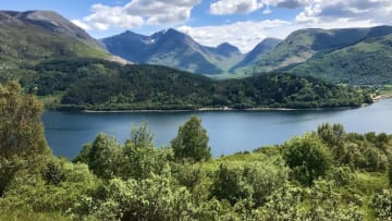 Glencoe as seen from across Loch Leven in the Scottish Highlands.