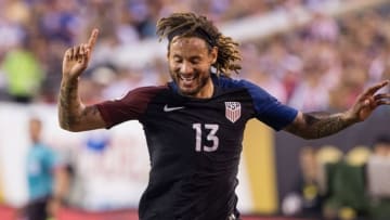 Jun 11, 2016; Philadelphia, PA, USA; United States midfielder Jermaine Jones (13) reacts to clearing attempt against Paraguay during the second half of the group play stage of the 2016 Copa America Centenario. at Lincoln Financial Field. The United States won 1-0. Mandatory Credit: Bill Streicher-USA TODAY Sports