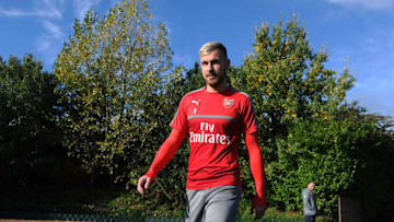 ST ALBANS, ENGLAND - OCTOBER 28: Aaron Ramsey of Arsenal during a training session at London Colney on October 28, 2016 in St Albans, England. (Photo by Stuart MacFarlane/Arsenal FC via Getty Images)