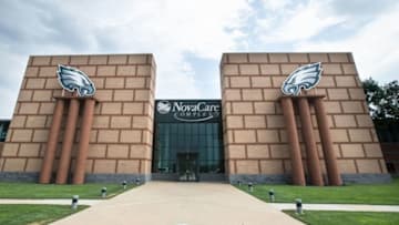 Jul 28, 2016; Philadelphia, PA, USA; General view of entrance to NovaCare Complex during Philadelphia Eagles training camp. Mandatory Credit: Bill Streicher-USA TODAY Sports