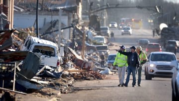 Mayfield, Kentucky, in the aftermath of one of the tornadoes.