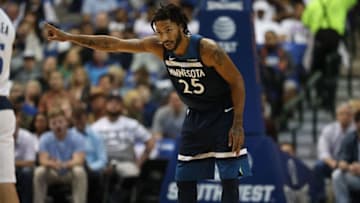 DALLAS, TX - OCTOBER 20: Derrick Rose #25 of the Minnesota Timberwolves at American Airlines Center on October 20, 2018 in Dallas, Texas. NOTE TO USER: User expressly acknowledges and agrees that, by downloading and or using this photograph, User is consenting to the terms and conditions of the Getty Images License Agreement. (Photo by Ronald Martinez/Getty Images)
