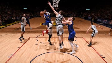 DENVER, CO - APRIL 13: Will Barton #5 of the Denver Nuggets goes to the basket against the San Antonio Spurs during Game One of Round One of the 2019 NBA Playoffs on April 13, 2019 at the Pepsi Center in Denver, Colorado. NOTE TO USER: User expressly acknowledges and agrees that, by downloading and/or using this photograph, user is consenting to the terms and conditions of the Getty Images License Agreement. Mandatory Copyright Notice: Copyright 2019 NBAE (Photo by Garrett Ellwood/NBAE via Getty Images)