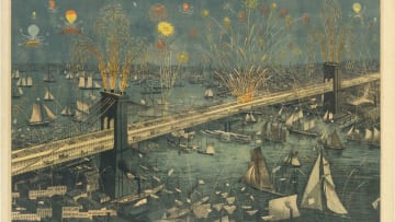 The historic—and historical—grand opening of New York City's Brooklyn Bridge in May 1883.