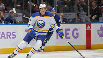 TORONTO, CANADA - NOVEMBER 4: Tage Thompson #72 of the Buffalo Sabres skates against the Toronto Maple Leafs during the first period in an NHL game at Scotiabank Arena on November 4, 2023 in Toronto, Ontario, Canada. (Photo by Claus Andersen/Getty Images)