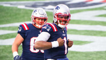 FOXBOROUGH, MA - JANUARY 3, 2021: Cam Newton #1 of the New England Patriots (Photo by Kathryn Riley/Getty Images)