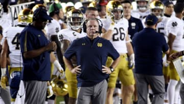 Notre Dame Fighting Irish head coach Brian Kelly during the game against the Florida State Seminoles at Doak S. Campbell Stadium. Mandatory Credit: Melina Myers-USA TODAY Sports