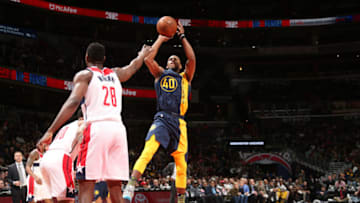 WASHINGTON, DC - MARCH 4: Glenn Robinson III #40 of the Indiana Pacers shoots the ball against the Washington Wizards on March 4, 2018 at Capital One Arena in Washington, DC. NOTE TO USER: User expressly acknowledges and agrees that, by downloading and or using this Photograph, user is consenting to the terms and conditions of the Getty Images License Agreement. Mandatory Copyright Notice: Copyright 2018 NBAE (Photo by Ned Dishman/NBAE via Getty Images)