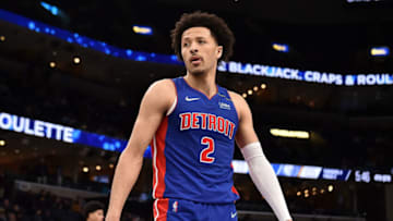 Cade Cunningham #2 of the Detroit Pistons during the game against the Memphis Grizzlies . (Photo by Justin Ford/Getty Images)