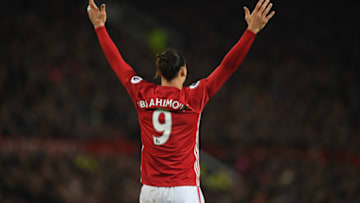MANCHESTER, ENGLAND - JANUARY 15: Zlatan Ibrahimovic of Manchester United gestures during the Premier League match between Manchester United and Liverpool at Old Trafford on January 15, 2017 in Manchester, England. (Photo by Mike Hewitt/Getty Images)