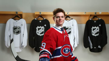 VANCOUVER, BRITISH COLUMBIA - JUNE 21: Cole Caufield, 15th overall pick of the Montreal Canadiens, poses for a portrait during the first round of the 2019 NHL Draft at Rogers Arena on June 21, 2019 in Vancouver, Canada. (Photo by Andre Ringuette/NHLI via Getty Images)