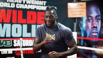 NORTHPORT, AL - FEBRUARY 14: WBC World Heavyweight Champion Deontay Wilder participates in a media workout at Skyy Boxing on February 14, 2017 in Northport, Alabama. (Photo by David A. Smith/Getty Images)