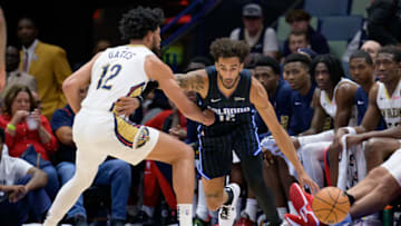 Trevelin Queen's versatility is a big reason why he could claim the Orlando Magic's last two-way spot. Mandatory Credit: Matthew Hinton-USA TODAY Sports