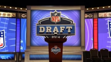 May 8, 2014; New York, NY, USA; A general view of the stage and podium before the start of the 2014 NFL Draft at Radio City Music Hall. Mandatory Credit: Adam Hunger-USA TODAY Sports