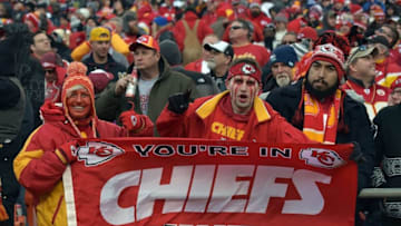 Jan 3, 2016; Kansas City, MO, USA; Kansas City Chiefs fans show their support during the first half against the Oakland Raiders at Arrowhead Stadium. The Chiefs won 23-17. Mandatory Credit: Denny Medley-USA TODAY Sports