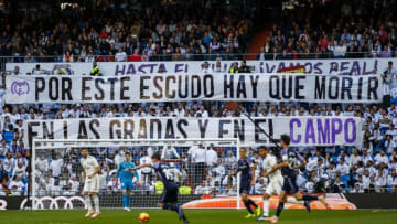 MADRID, SPAIN - NOVEMBER 3: Supporters of Real Madrid during the La Liga Santander match between Real Madrid v Real Valladolid at the Santiago Bernabeu on November 3, 2018 in Madrid Spain (Photo by David S. Bustamante/Soccrates/Getty Images)