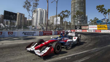 LONG BEACH, CA - APRIL 09: Conor Daly drives the #4 Chevrolet IndyCar through a turn during the Grand Prix at Long Beach IndyCar race on April 9, 2017 in Long Beach, California. (Photo by Brian Cleary/Getty Images)
