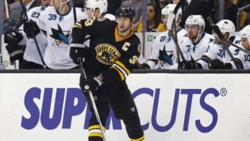 Oct 21, 2014; Boston, MA, USA; Boston Bruins defenseman Zdeno Chara (33) during their game against the San Jose Sharks at TD Garden. Mandatory Credit: Winslow Townson-USA TODAY Sports