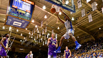 Duke basketball freshman Vernon Carey Jr. #1 dunks against the Central Arkansas Bears during the first half of their game at Cameron Indoor Stadium on November 12, 2019, in Durham, North Carolina. (Photo by Grant Halverson/Getty Images)