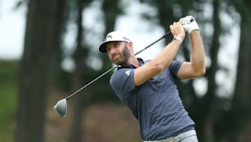 CROMWELL, CONNECTICUT - JUNE 27: Dustin Johnson of the United States plays his shot from the 18th tee during the third round of the Travelers Championship at TPC River Highlands on June 27, 2020 in Cromwell, Connecticut. (Photo by Maddie Meyer/Getty Images)