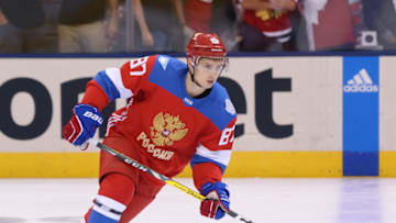 TORONTO, ON - SEPTEMBER 18: Vadim Shipachev #87 of Team Russia warms up prior to a game against Team Sweden during the World Cup of Hockey 2016 at Air Canada Centre on September 18, 2016 in Toronto, Ontario, Canada. (Photo by Andre Ringuette/World Cup of Hockey via Getty Images)
