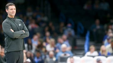 Head coach Mark Daigneault of the Oklahoma City Thunder watches his team play against the Adelaide 36ers at Paycom Center on October 06, 2022 in Oklahoma City, Oklahoma. (Photo by Ian Maule/Getty Images)