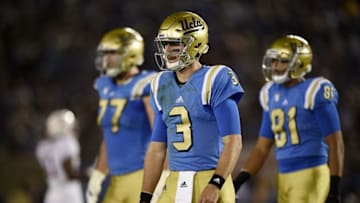Sep 24, 2016; Pasadena, CA, USA; UCLA Bruins quarterback Josh Rosen (3) walks off the field during the second half against the Stanford Cardinal at Rose Bowl. The Stanford Cardinal won 22-13. Mandatory Credit: Kelvin Kuo-USA TODAY Sports