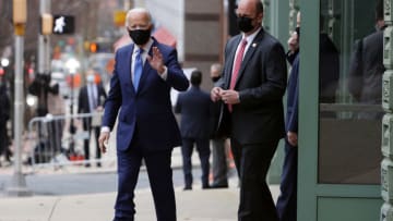 WILMINGTON, DELAWARE - DECEMBER 01: U.S. President-elect Joe Biden leaves the Queen Theater after he named his economic team December 1, 2020 in Wilmington, Delaware. Biden is nominating and appointing key positions of the team, including Janet Yellen to be Secretary of the Treasury. Biden is walking with a boot after suffering from hairline fractures while playing with his dog Major. (Photo by Alex Wong/Getty Images)