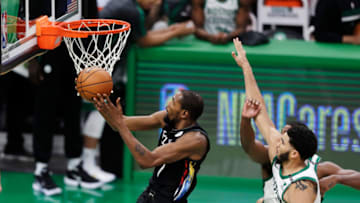 BOSTON, MASSACHUSETTS - DECEMBER 25: Kevin Durant #7 of the Brooklyn Nets (Photo by Omar Rawlings/Getty Images)