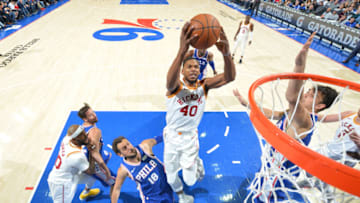 PHILADELPHIA, PA - MARCH 13: Glenn Robinson III #40 of the Indiana Pacers goes up for the layup against the Philadelphia 76ers at the Wells Fargo Center on March 13, 2018 in Philadelphia, Pennsylvania NOTE TO USER: User expressly acknowledges and agrees that, by downloading and/or using this Photograph, user is consenting to the terms and conditions of the Getty Images License Agreement. Mandatory Copyright Notice: Copyright 2018 NBAE (Photo by Jesse D. Garrabrant/NBAE via Getty Images)