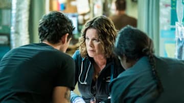 "Third Year" -- A drug bust-turned-shootout tests the bravery of the doctors of Angels Memorial as they race to save a girl caught in the crossfire. Also, Willis (Rob Lowe) shifts his focus to field medicine, choosing to work primarily on an ambulance with his new partner, paramedic Rox (Moon Bloodgood). And Leanne (Marcia Gay Harden) begins her journey to adopt Ariel (Emily Alyn Lind), on the third season premiere of CODE BLACK, Wednesday, April 25 (10:00-11:00PM, ET/PT) on the CBS Television Network. Pictured: Marcia Gay Harden (Dr. Leanne Rorish) Photo: Monty Brinton/CBS ÃÂ©2017 CBS Broadcasting, Inc. All Rights Reserved