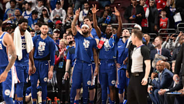 Mike Scott, James Ennis | Philadelphia 76ers (Photo by David Dow/NBAE via Getty Images)