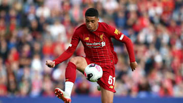 BIRKENHEAD, ENGLAND - JULY 11: Ki-Jana Hoever of Liverpool controlls the ball during the Pre-Season Friendly match between Tranmere Rovers and Liverpool at Prenton Park on July 11, 2019 in Birkenhead, England. (Photo by Jan Kruger/Getty Images)